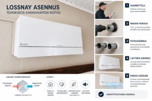 Ilmanvaihtokone Mitsubishi Lossnay VL-80U5-E perusasennus